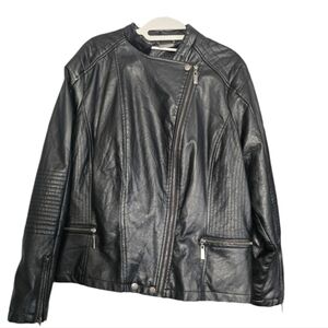 JouJou Faux Leather Black Moto Biker Jacket Size 1x